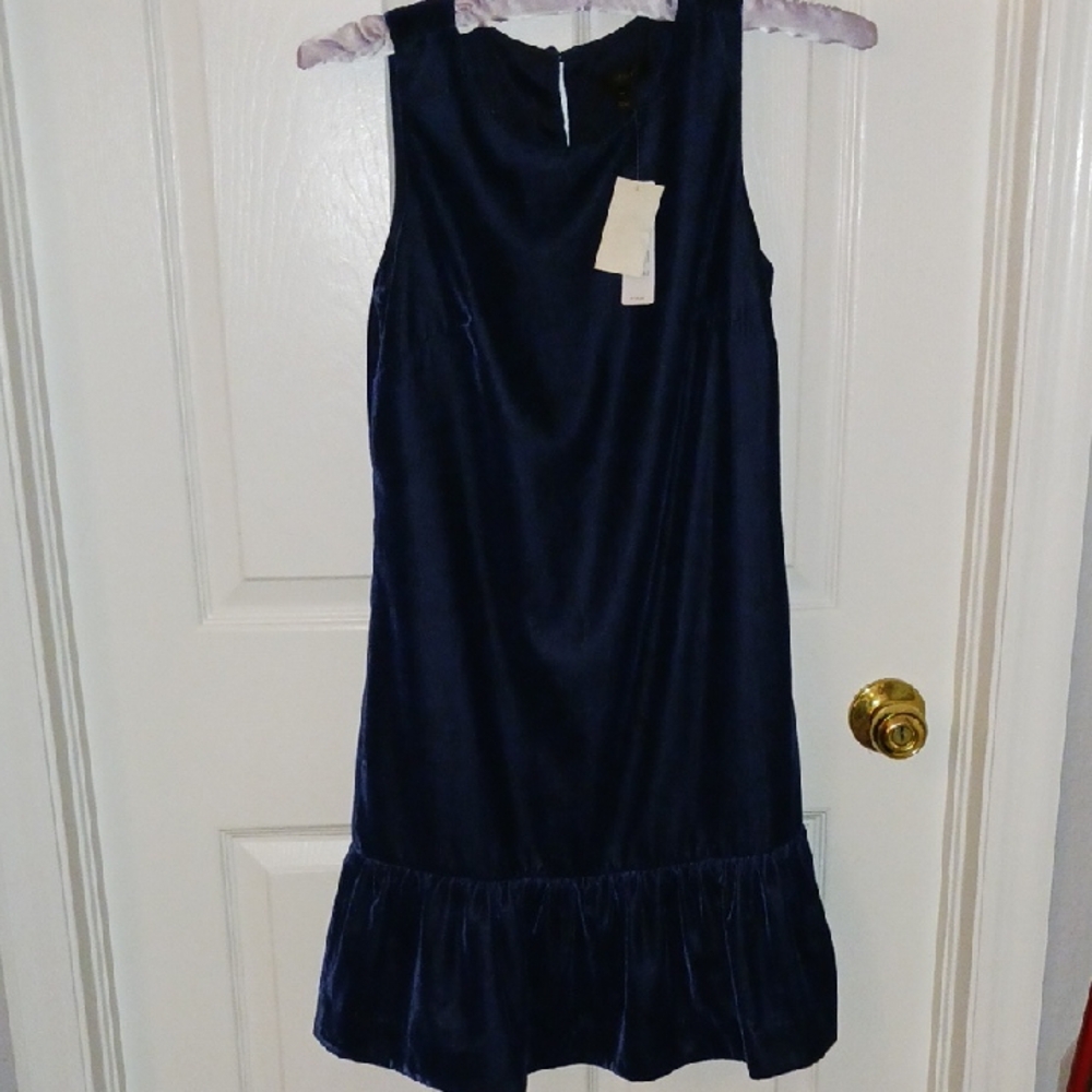 NWT J. Crew Royal Blue/Navy Velvet Dress
